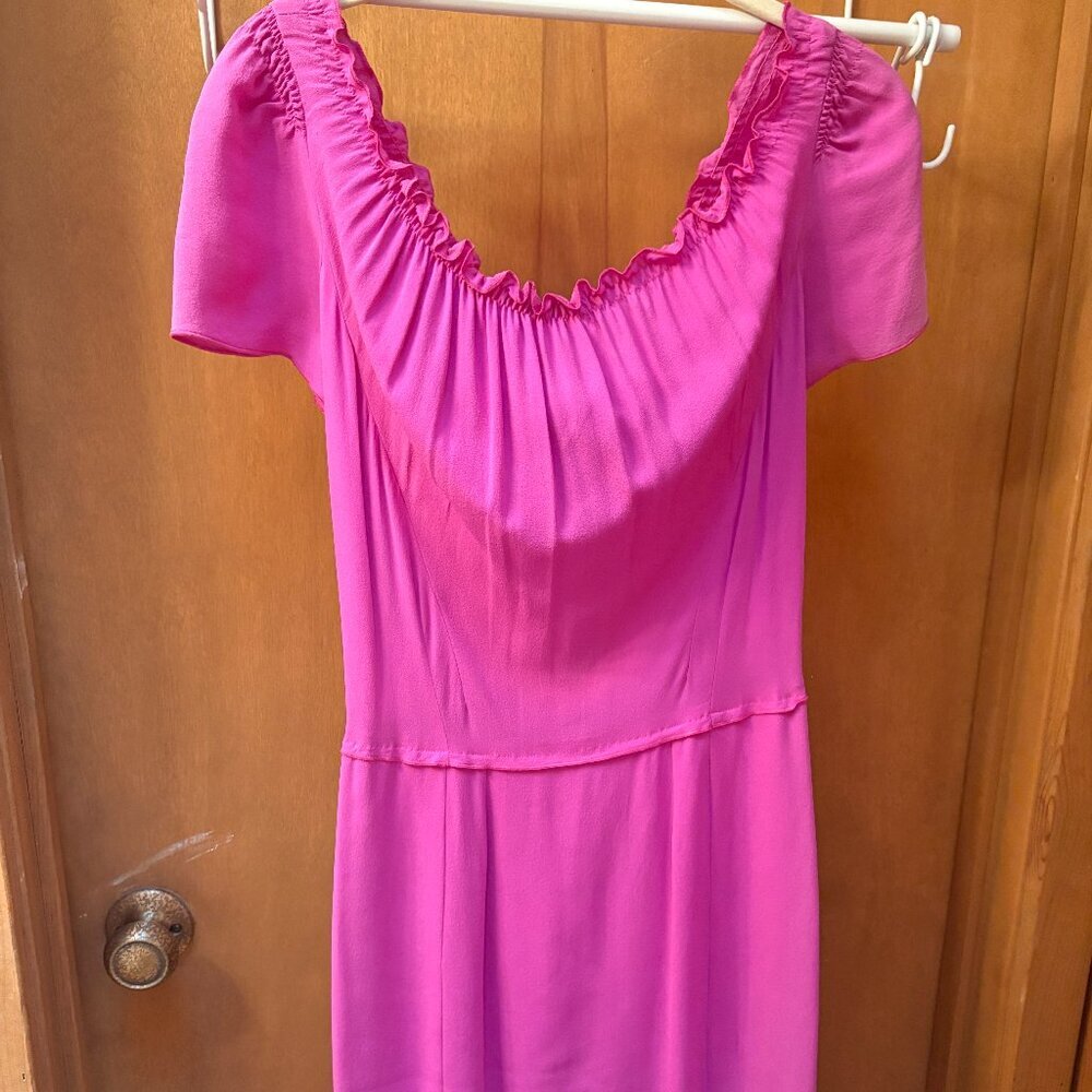 Nina Ricci Fuchsia 100% Silk Dress Size 38 US 6